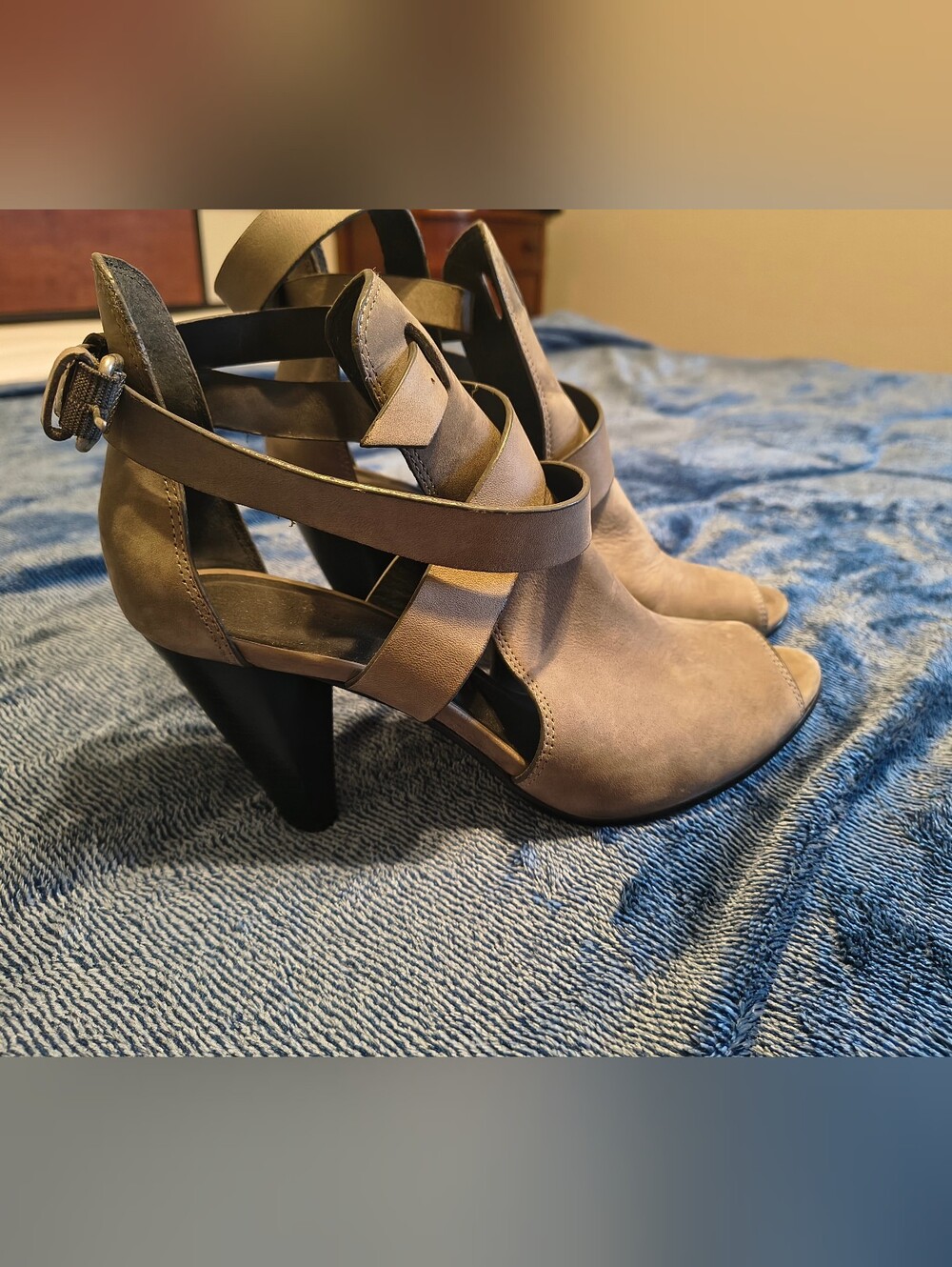 AllSaints Leather Strappy Heeled Sandals – Size 38